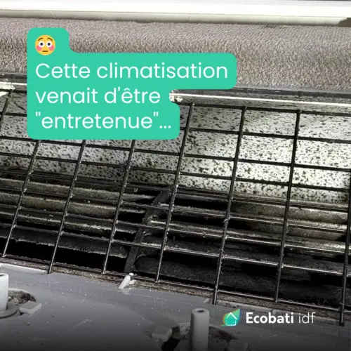 Climatisation à Presles : grille et échangeur couverts de dépôts