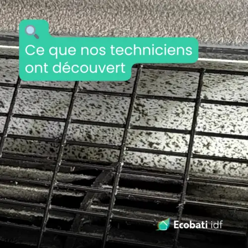 Climatisation à Presles : dépôts et moisissures sur la grille de la console